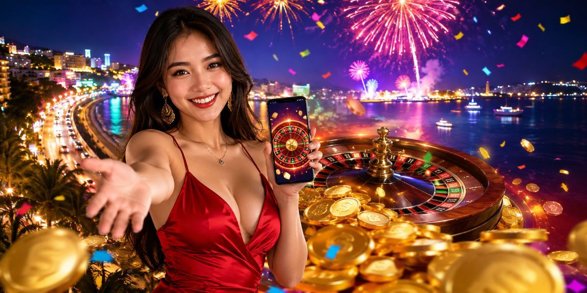 Bàn roulette sôi động tại lễ hội đêm Phan Thiết với ánh đèn rực rỡ